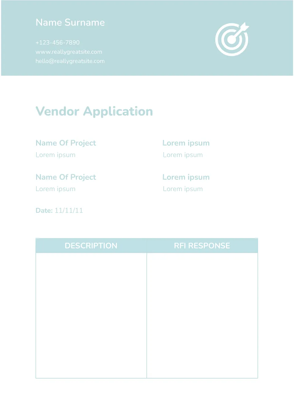 Vendor Application Template