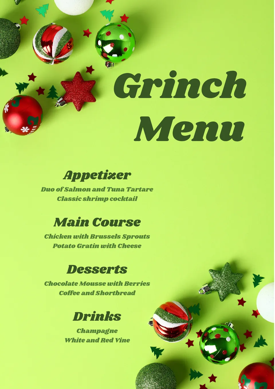 Grinch Menu Template