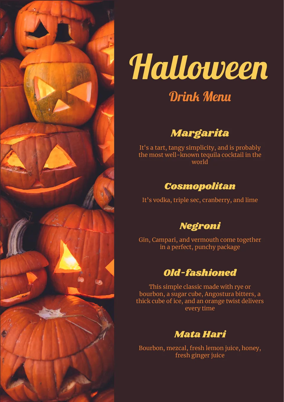 Halloween Drink Menu Template