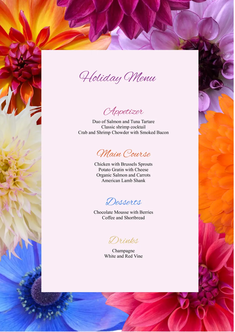 Holiday Menu Template