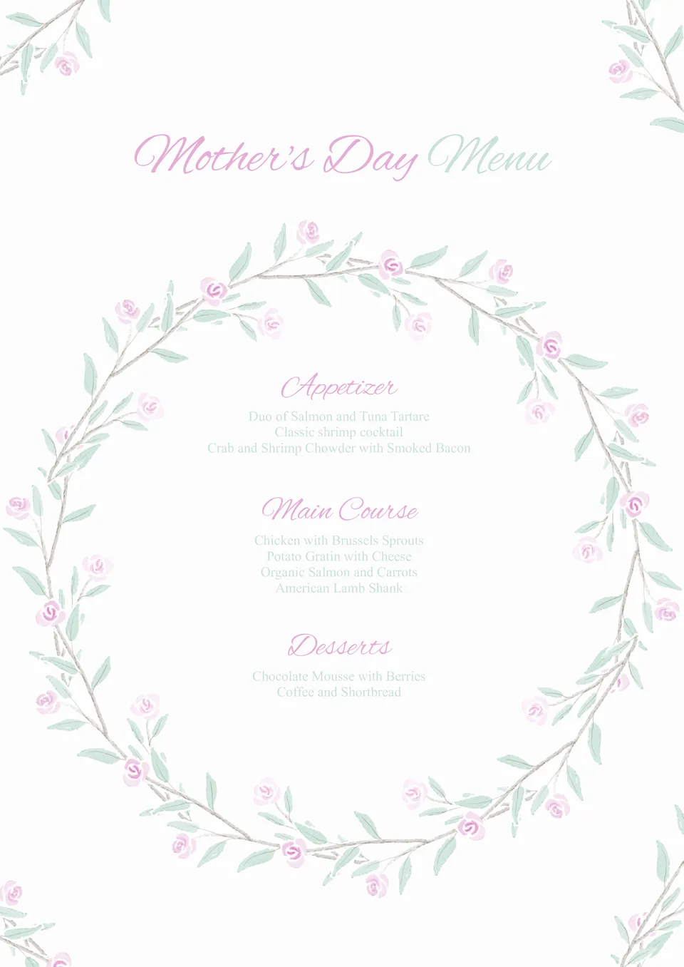 Mother's Day Menu Template