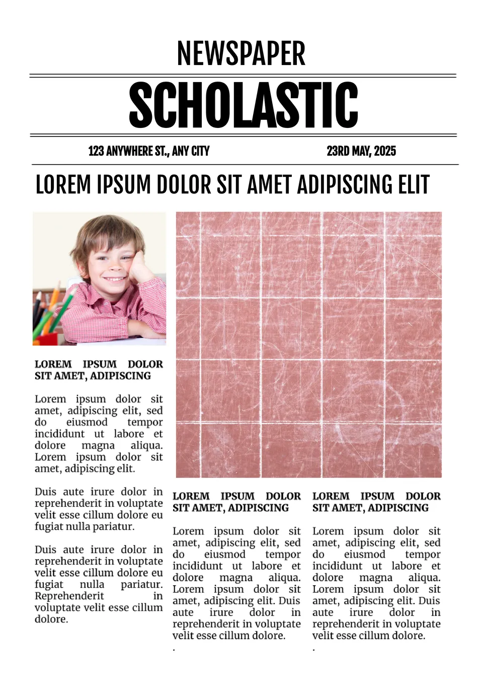 Scholastic Newspaper Template