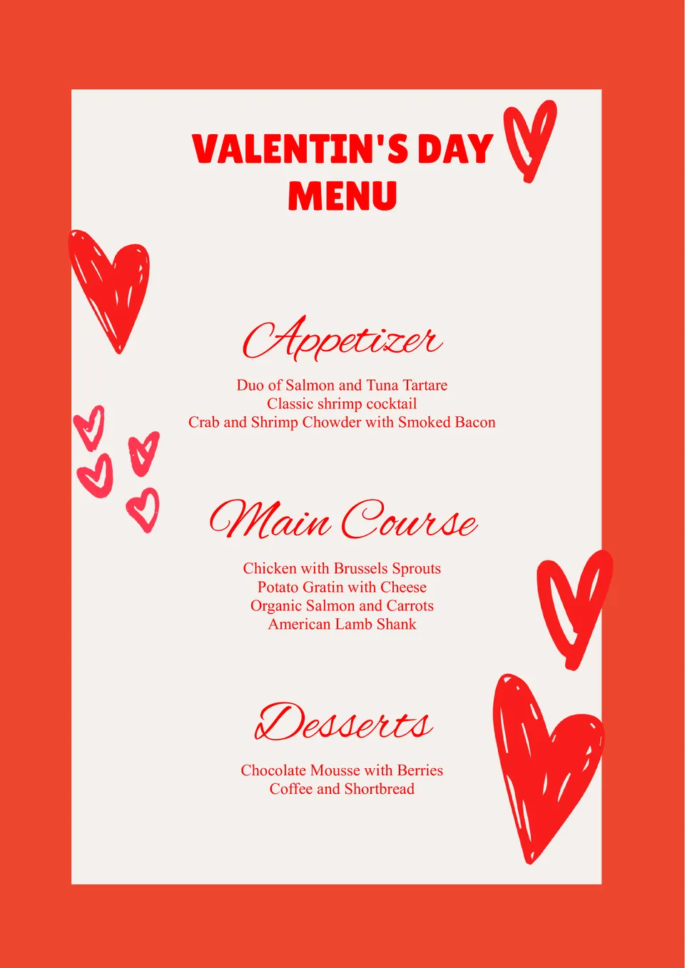 Valentine's Day Menu Template