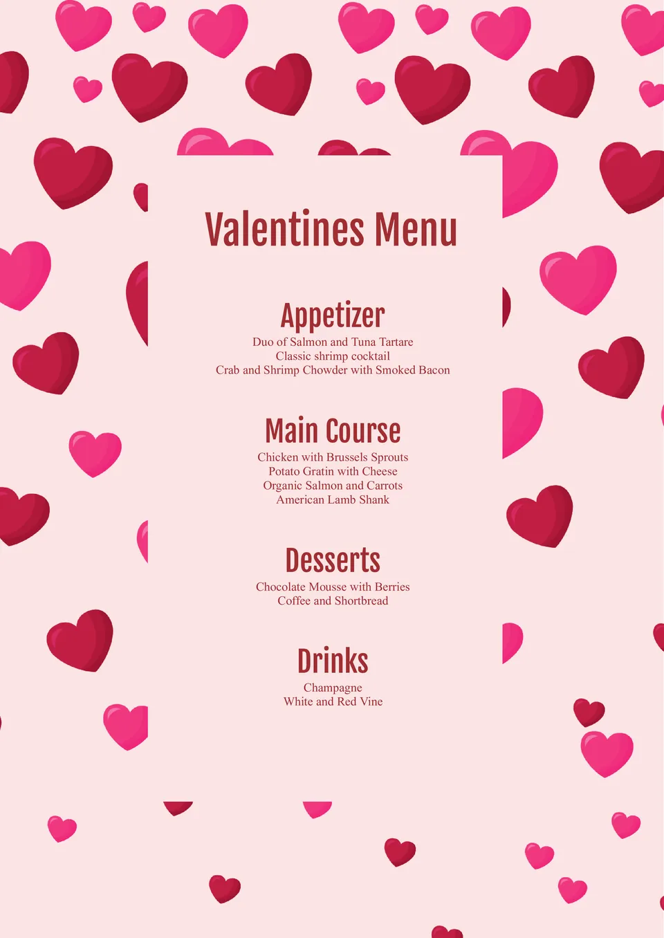 Valentines Menu Template
