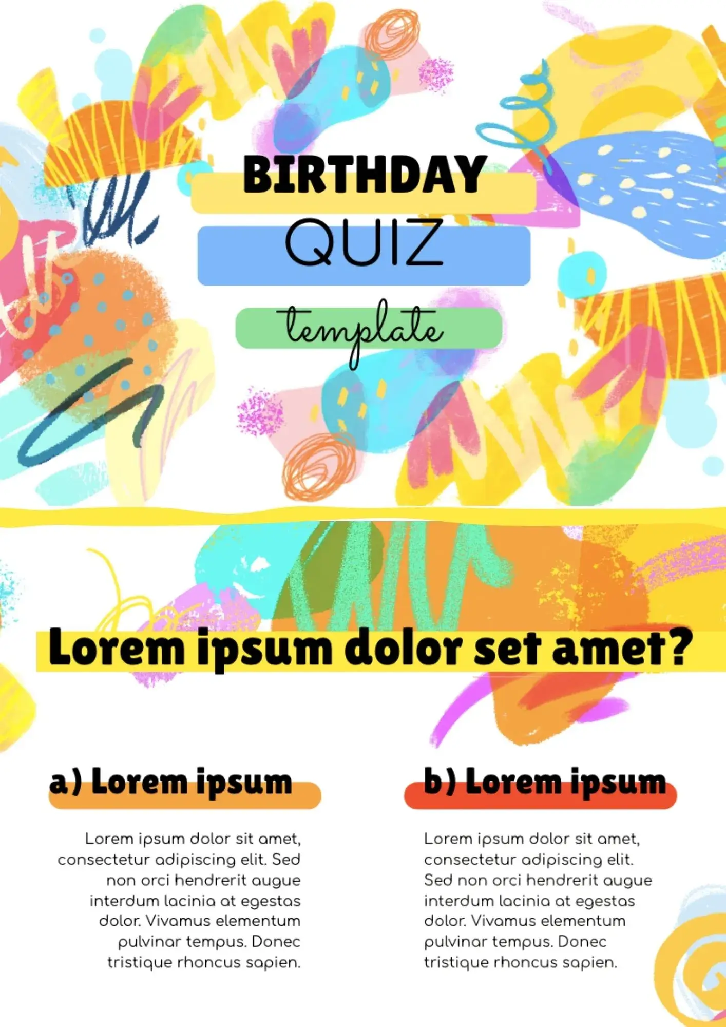 Birthday Quiz Template