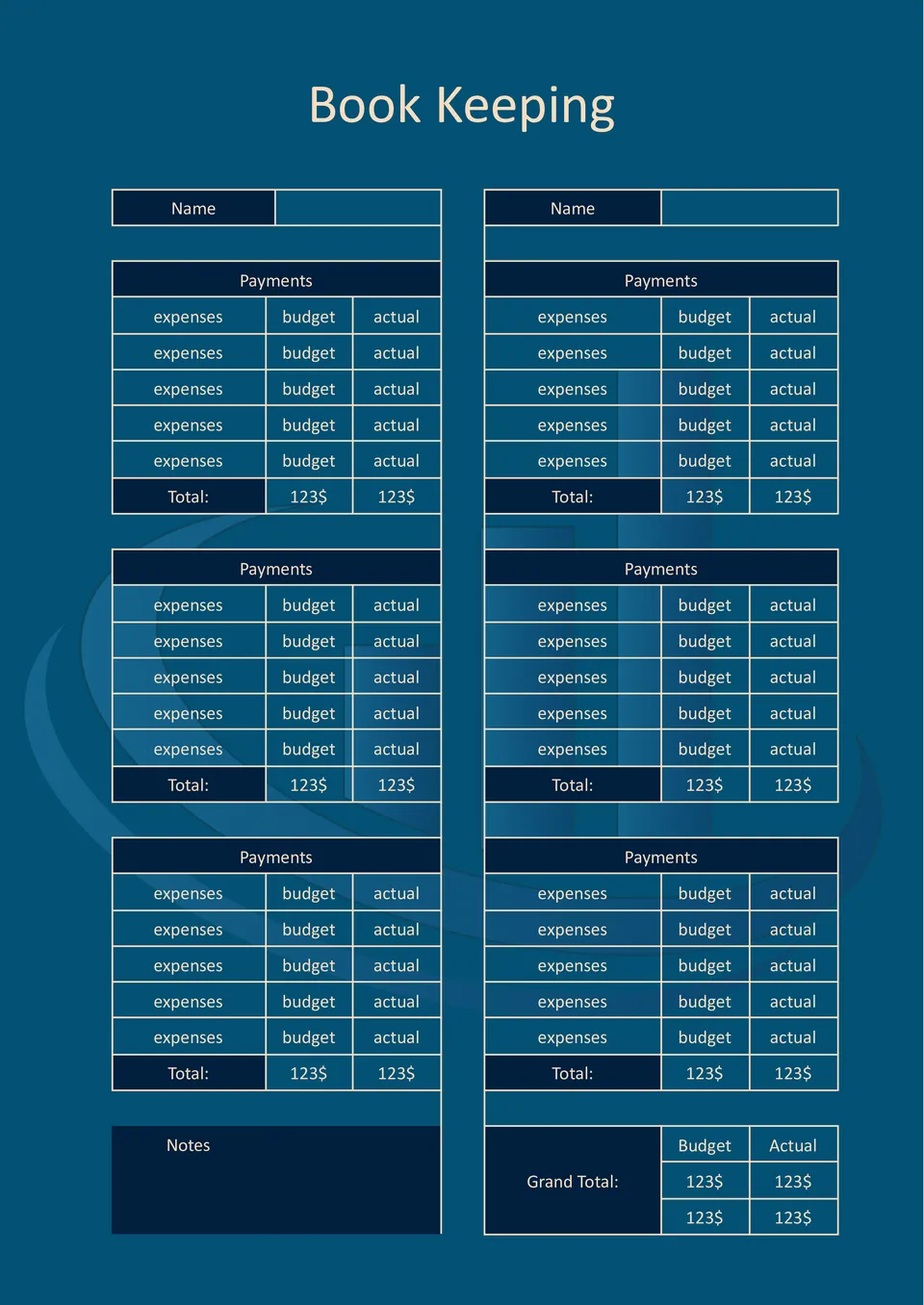 Book Keeping Template