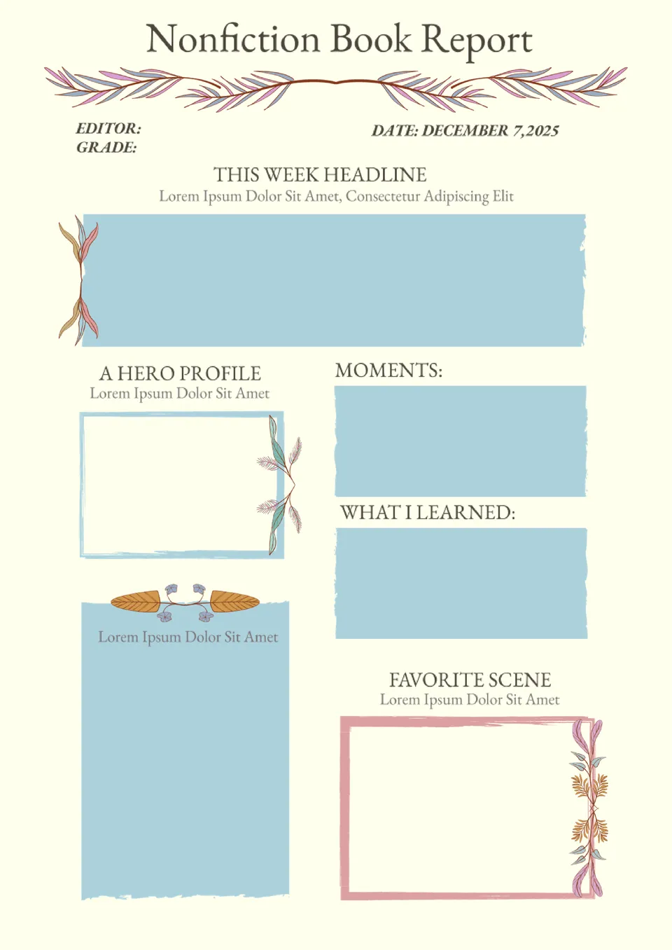 Nonfiction Book Report Template