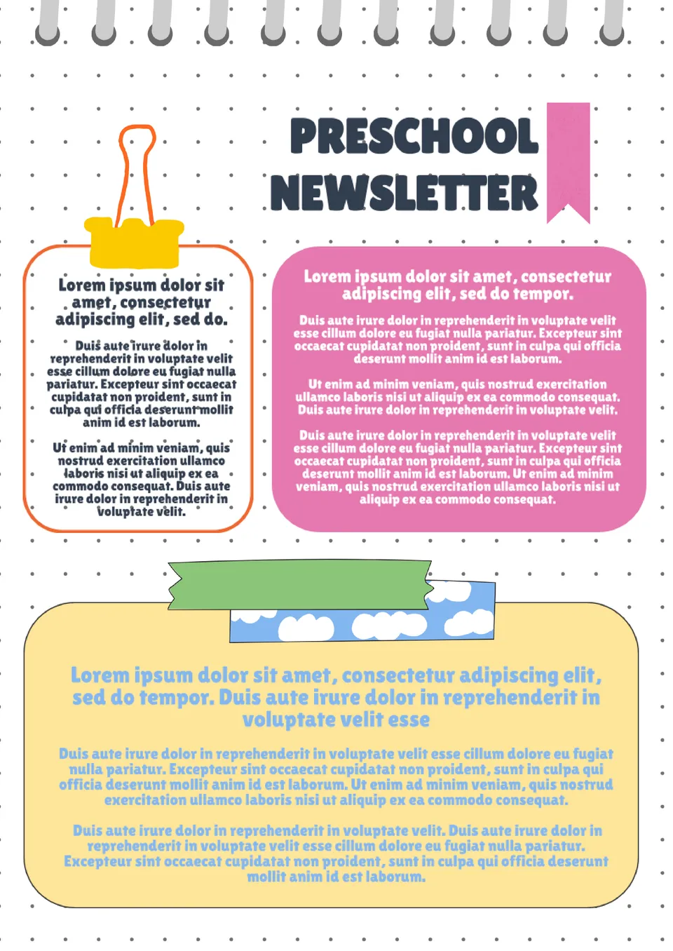 Preschool Newsletter Template