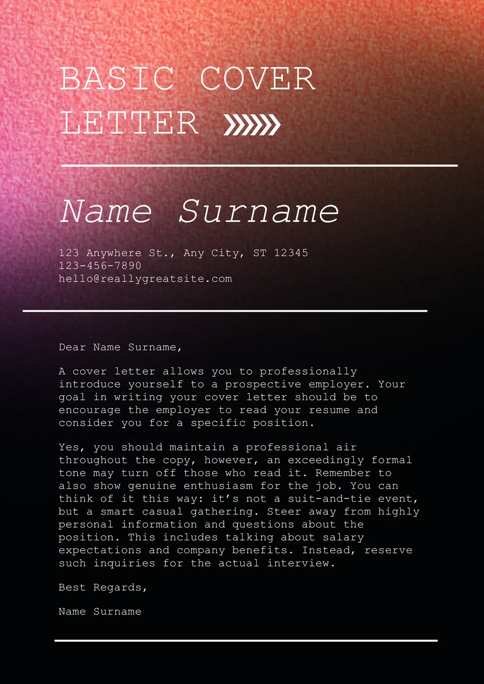 Basic Cover Letter Template