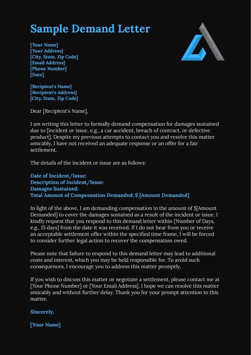 Demand Letter Template