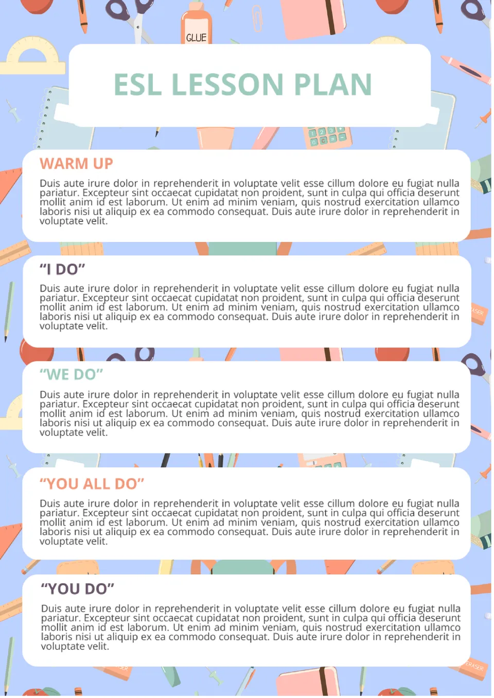 ESL Lesson Plan Template