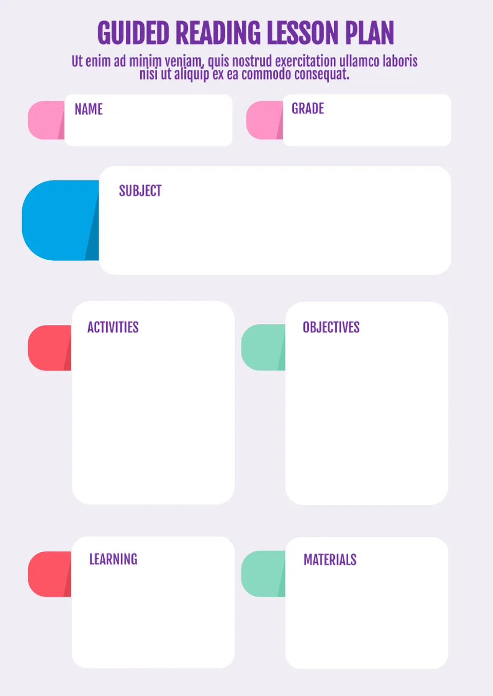 Guided Reading Lesson Plan Template