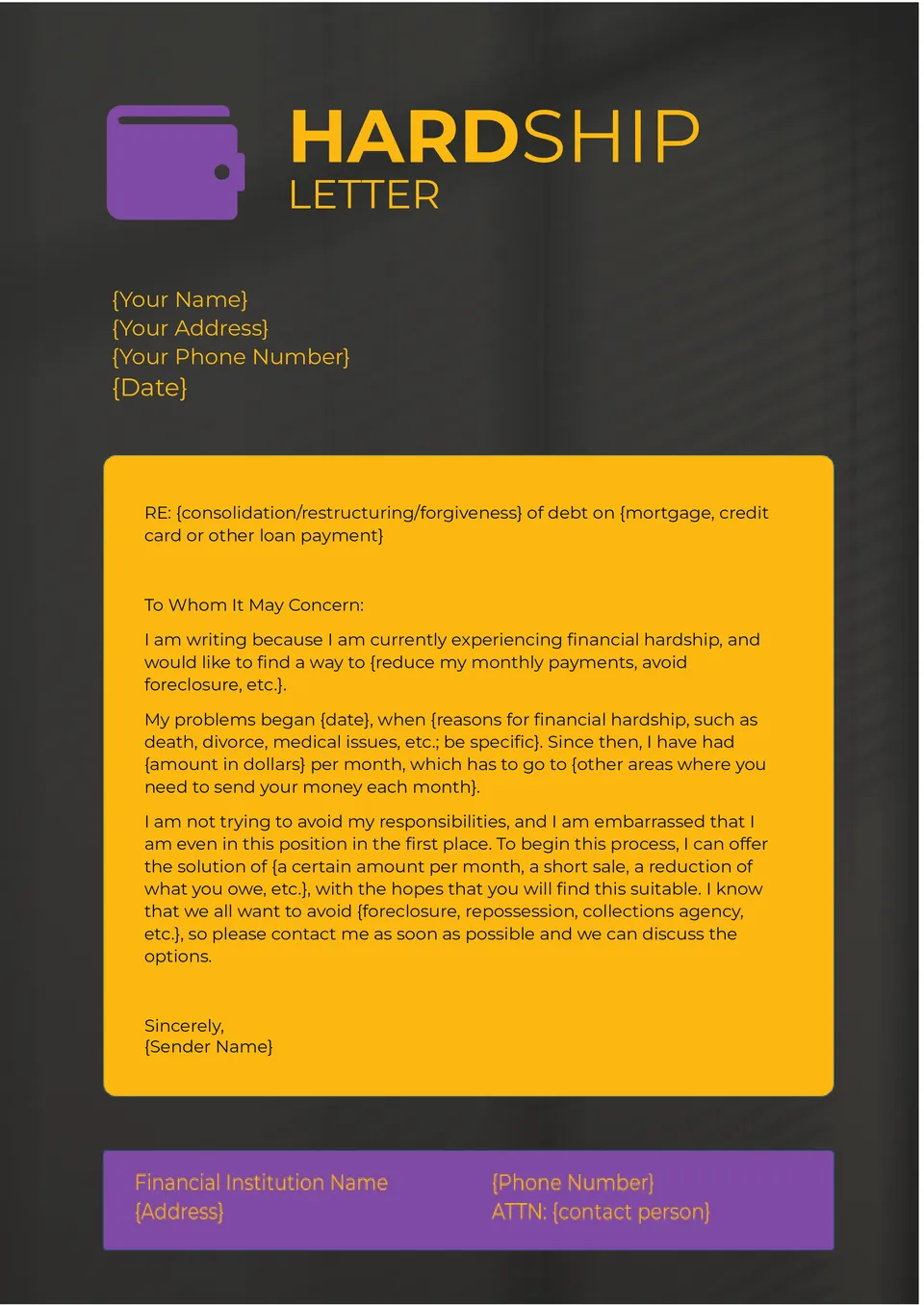 Hardship Letter Template