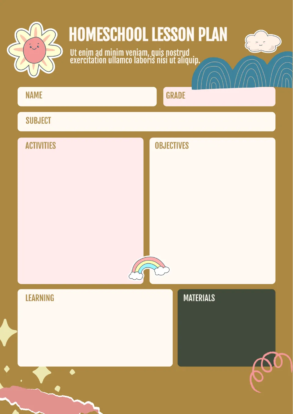 Homeschool Lesson Plan Template