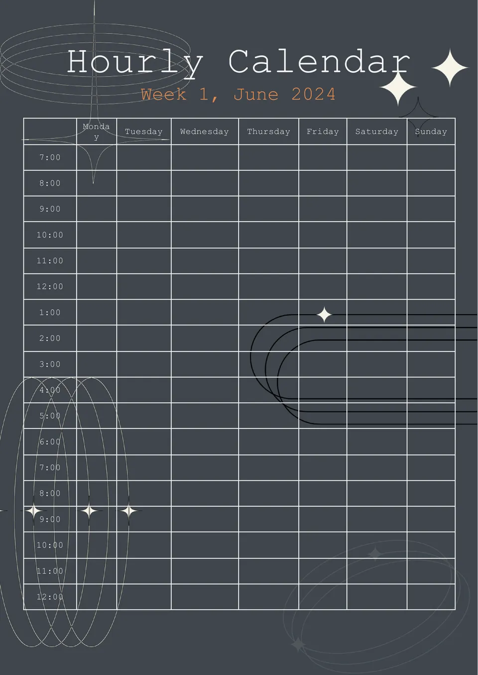 Hourly Calendar Template