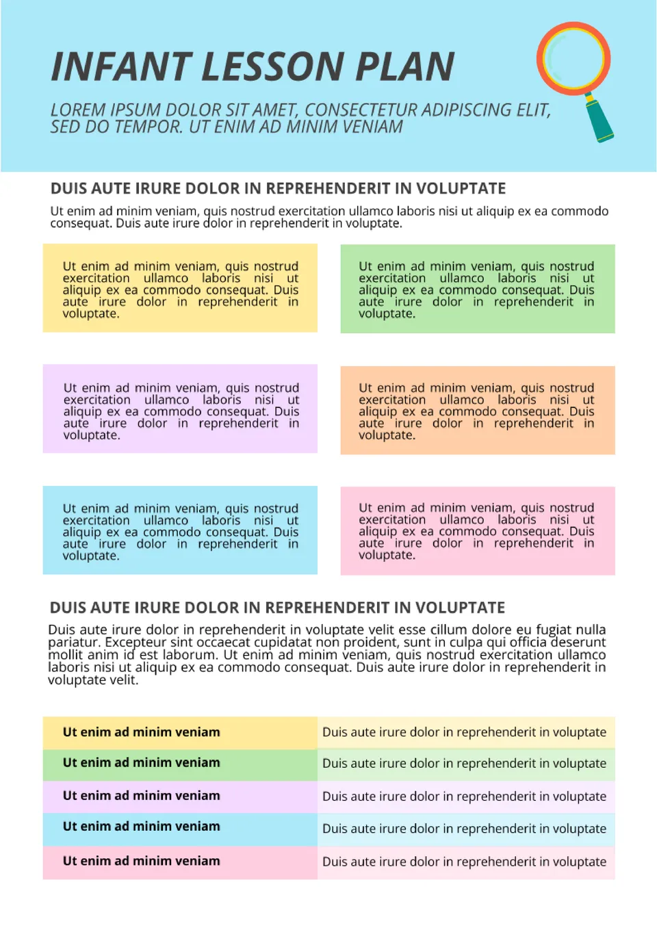 Infant Lesson Plan Template