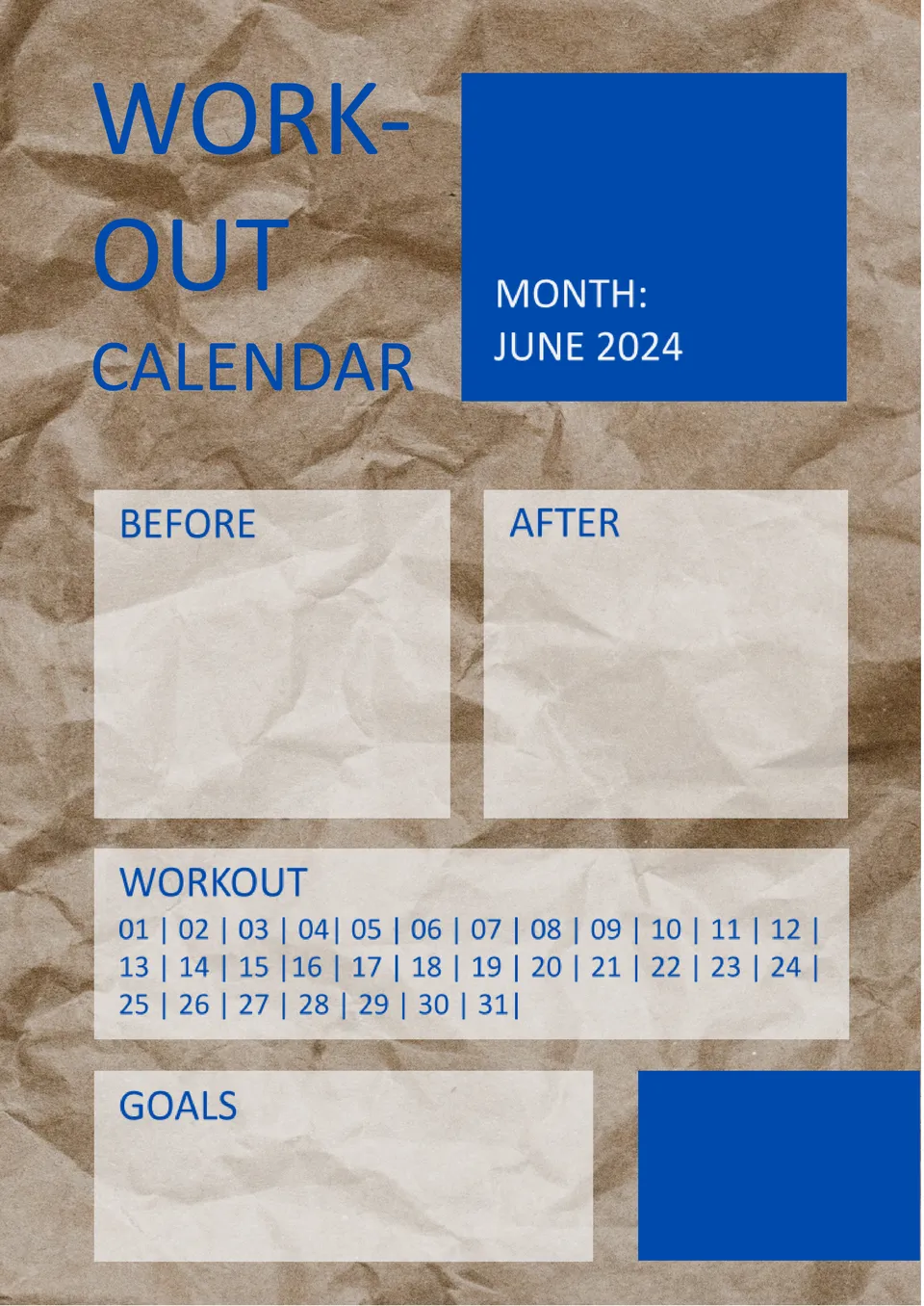 Workout Calendar Template
