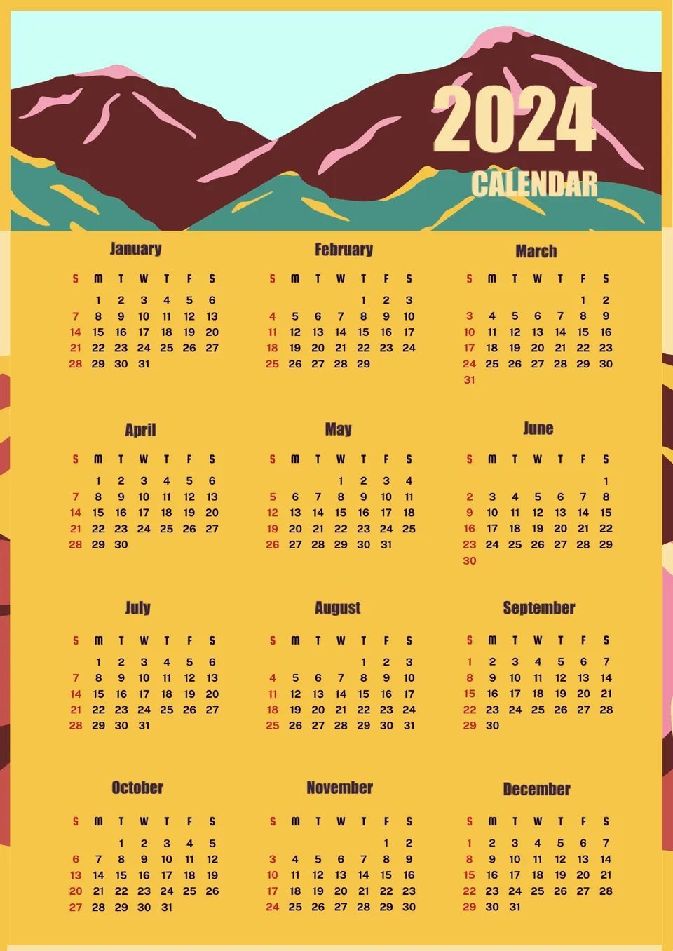 Yearly Calendar Template
