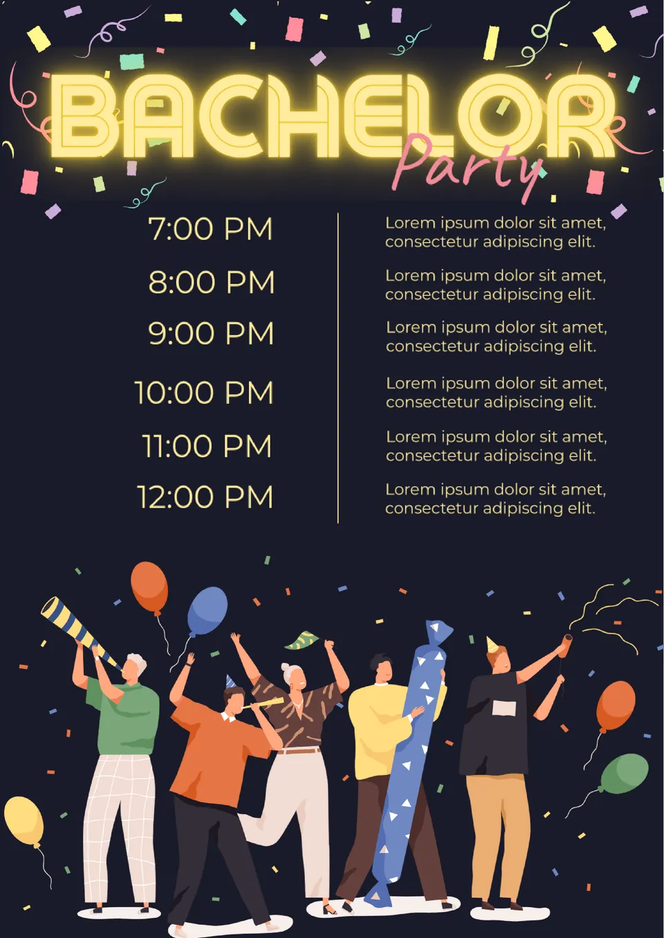 Bachelor Party Itinerary Template