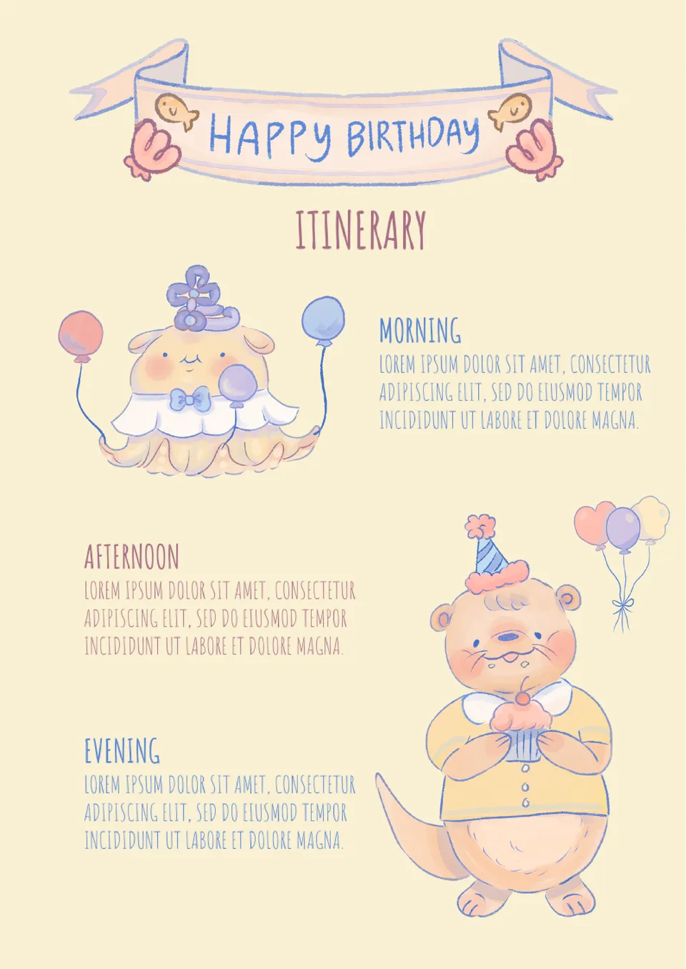 Birthday Trip Itinerary Template