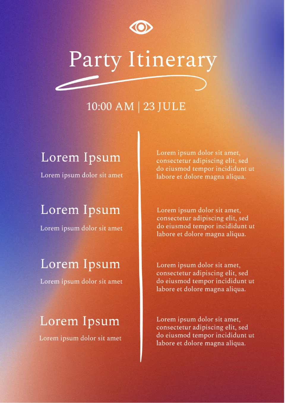 Party Itinerary Template