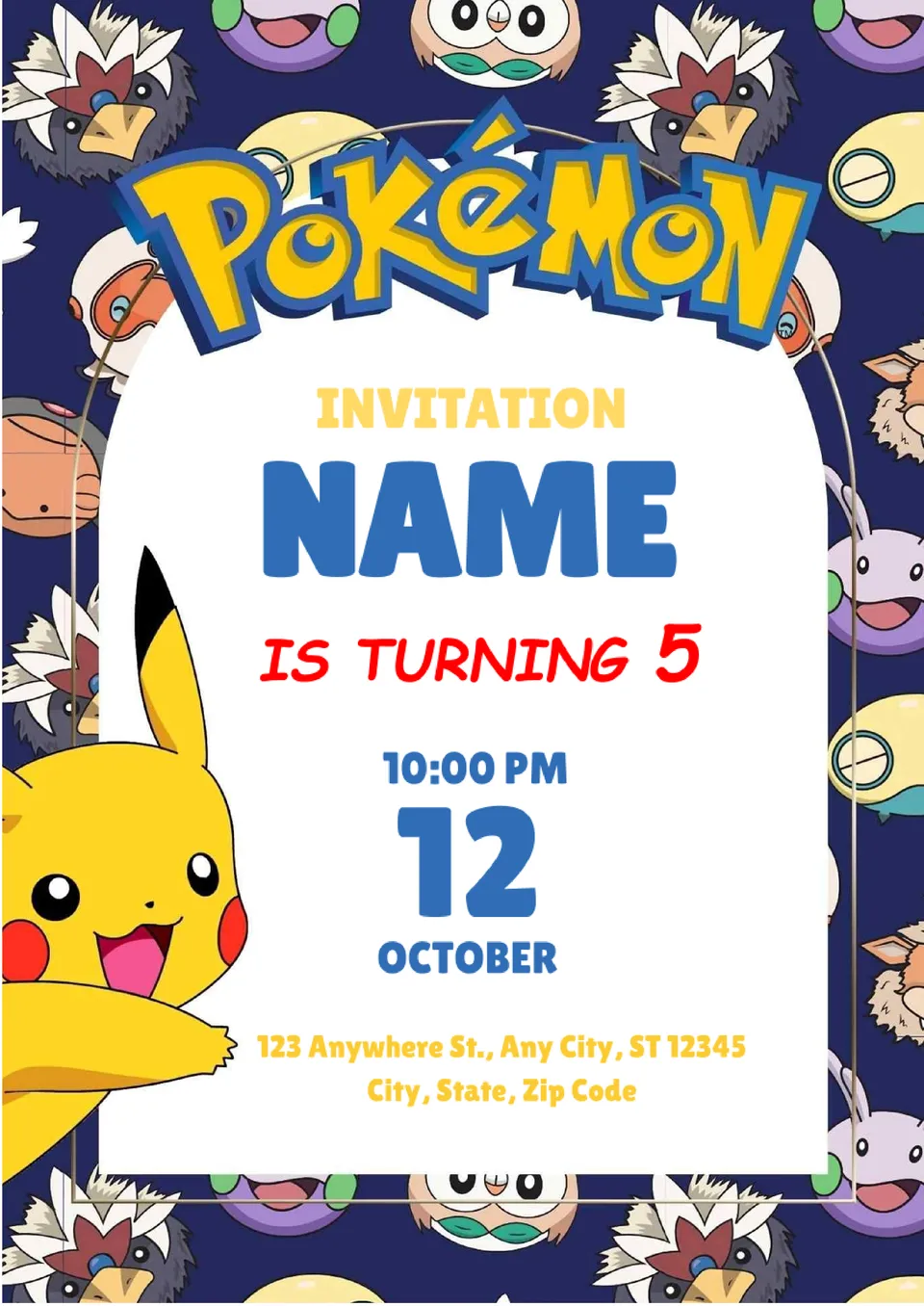 Pokemon Invitation Template
