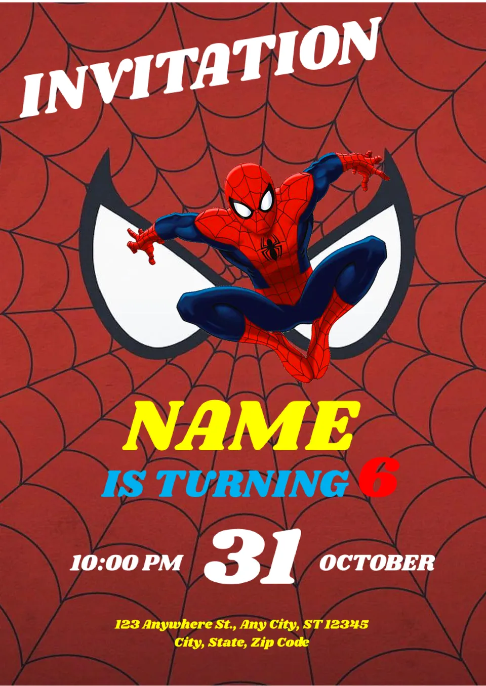 Spiderman Birthday Invitation Template