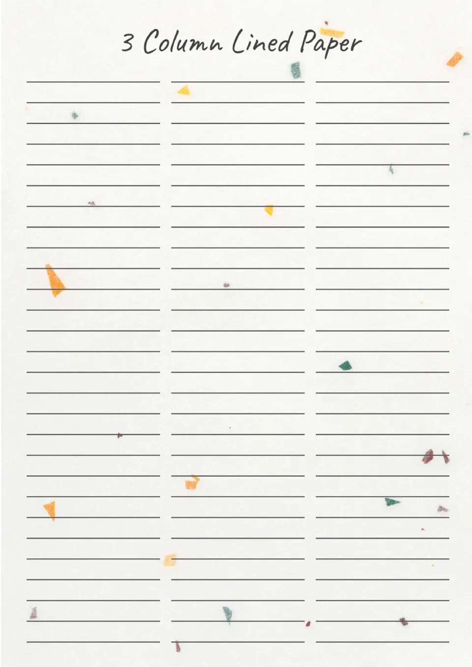 3 Column Lined Paper Template