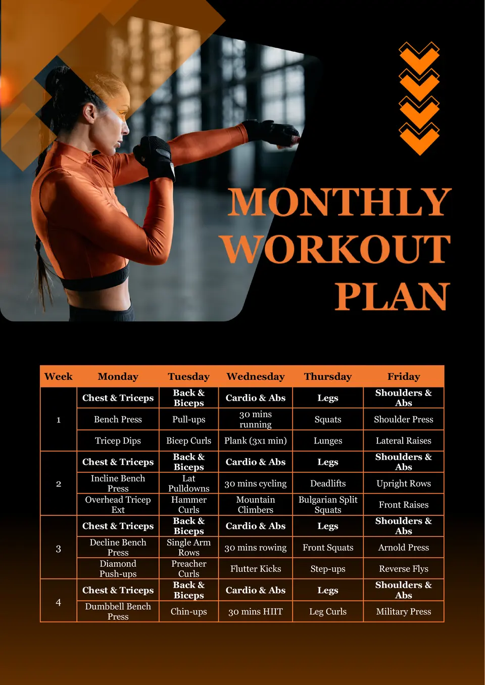 12 Week Workout Plan Template