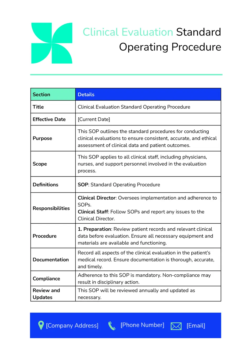 Clinical Evaluation SOP Template