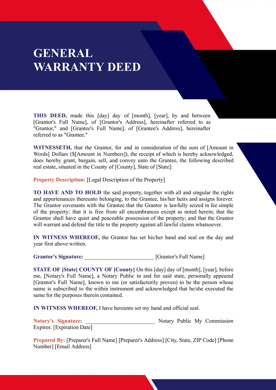 General Warranty Deed Template