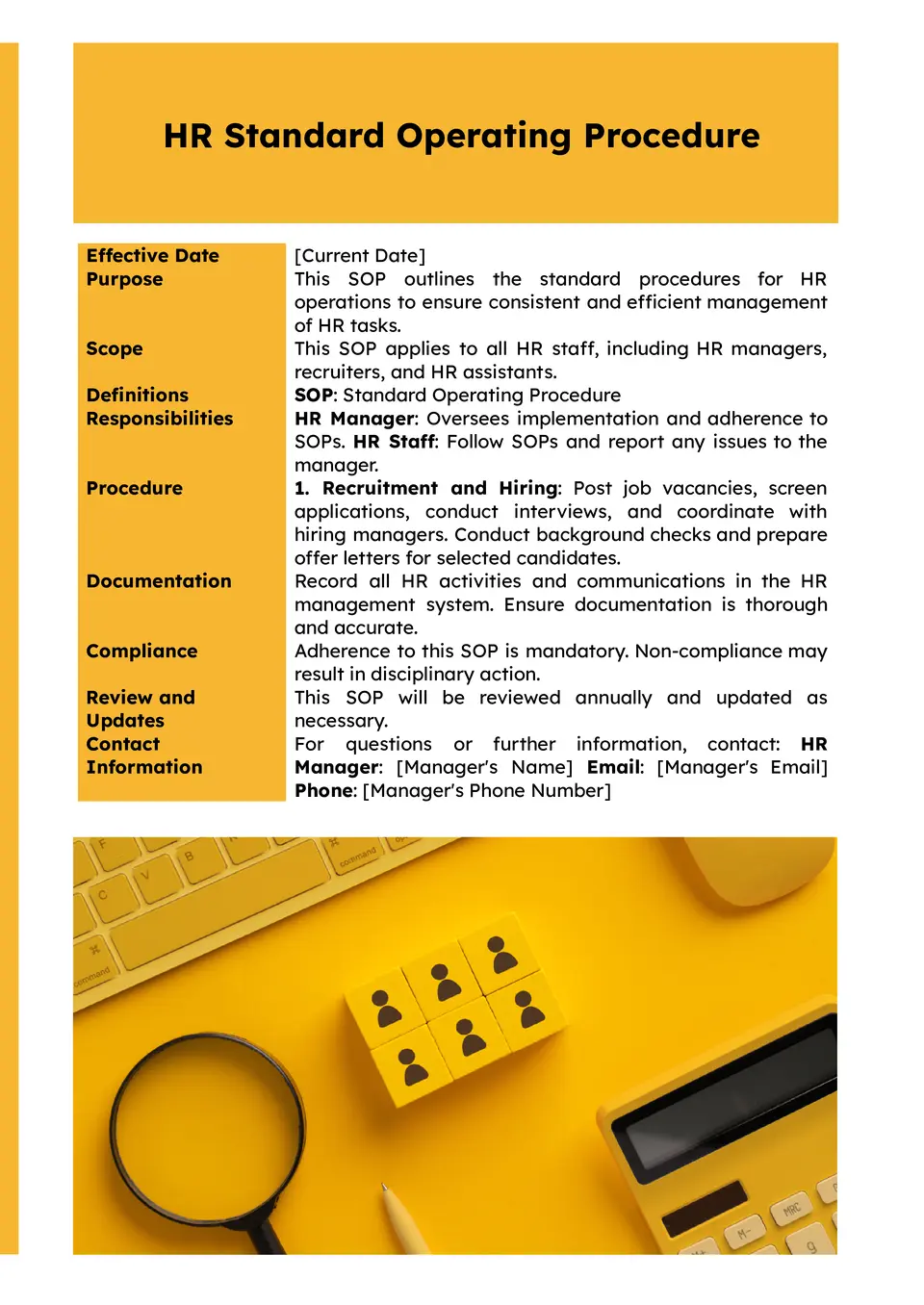 HR Standard Operating Procedure Template
