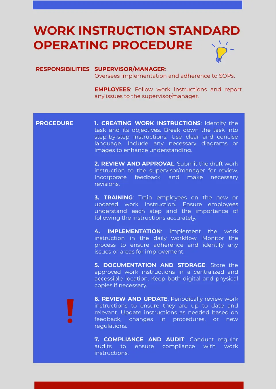 SOP Work Instruction Template