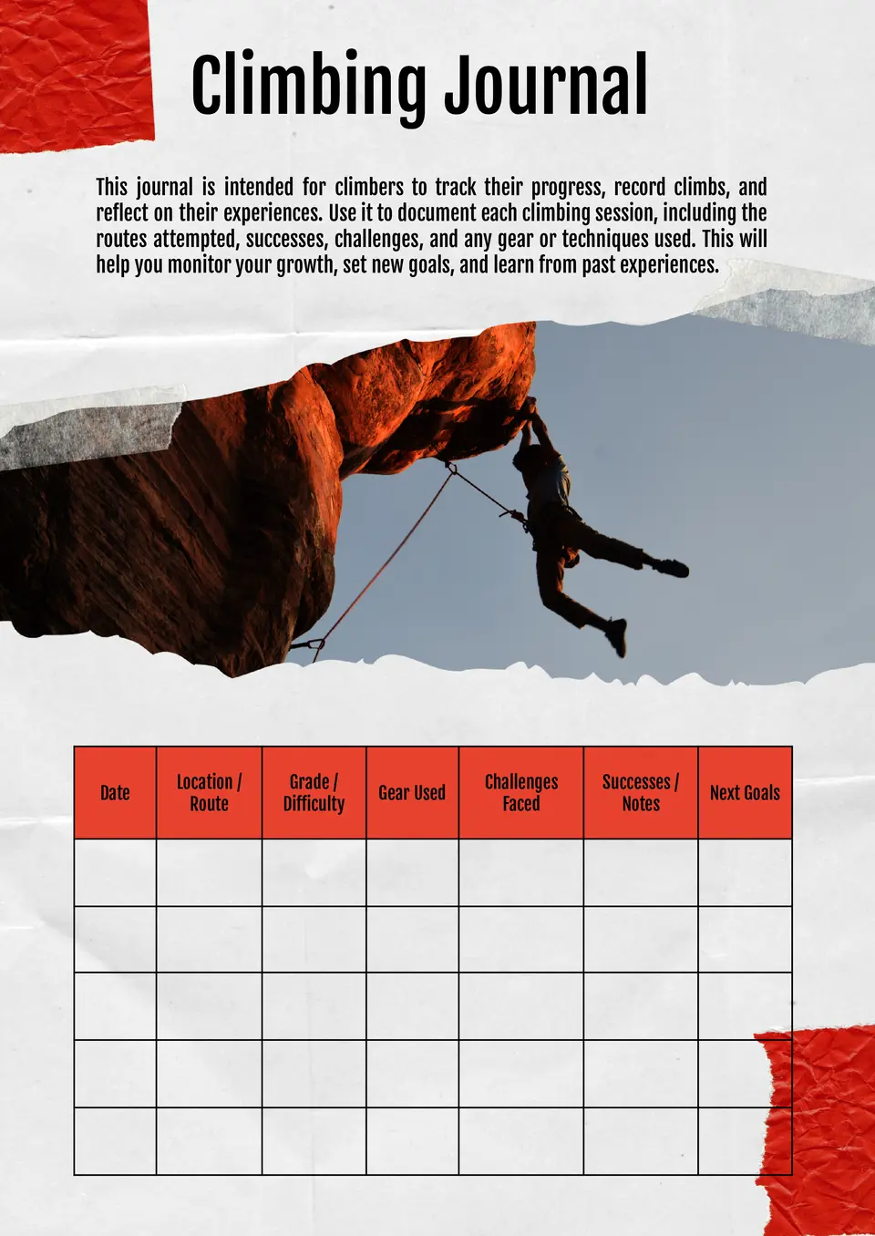 Climbing Journal Template