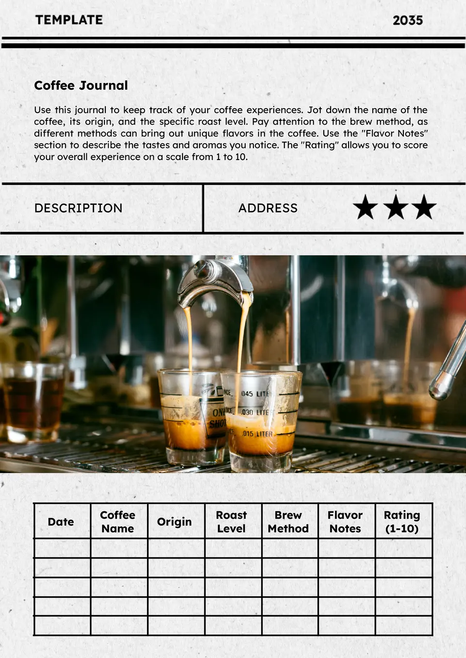 Coffee Journal Template