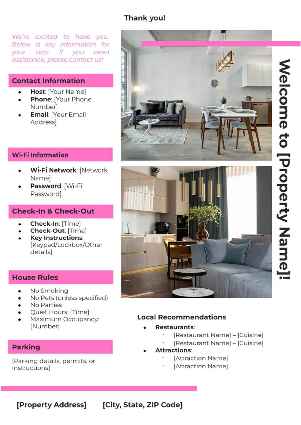 Airbnb Welcome Book Template