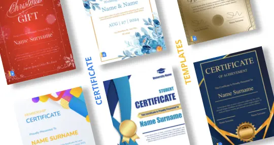 Certificates for achievements, awards, and recognitions with elegant designs.