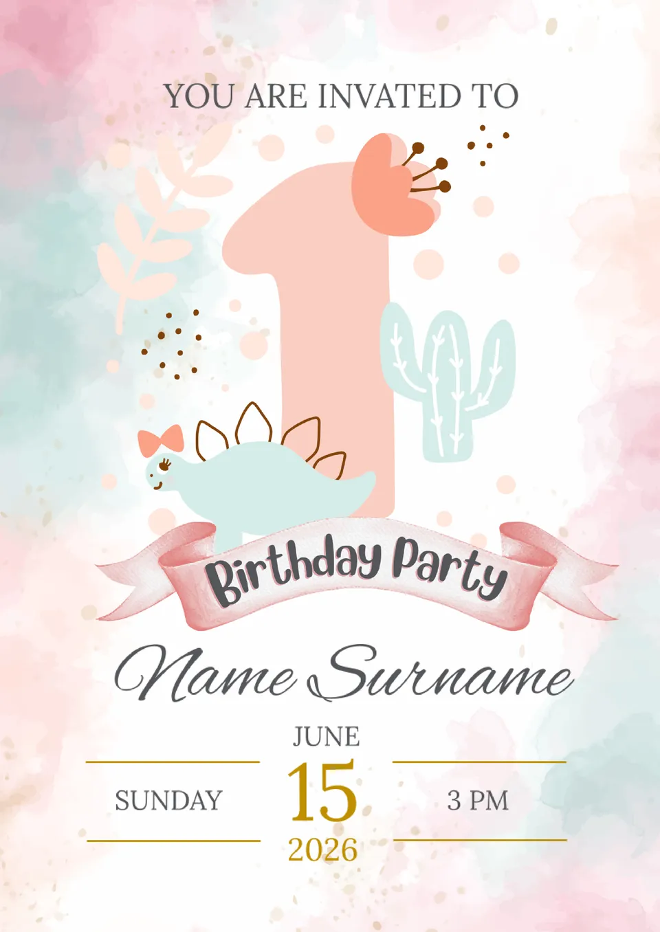 1st Birthday Invitation Template