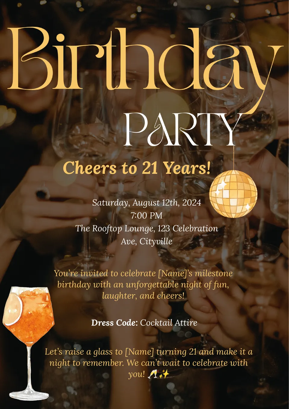 21st Birthday Invitation Template