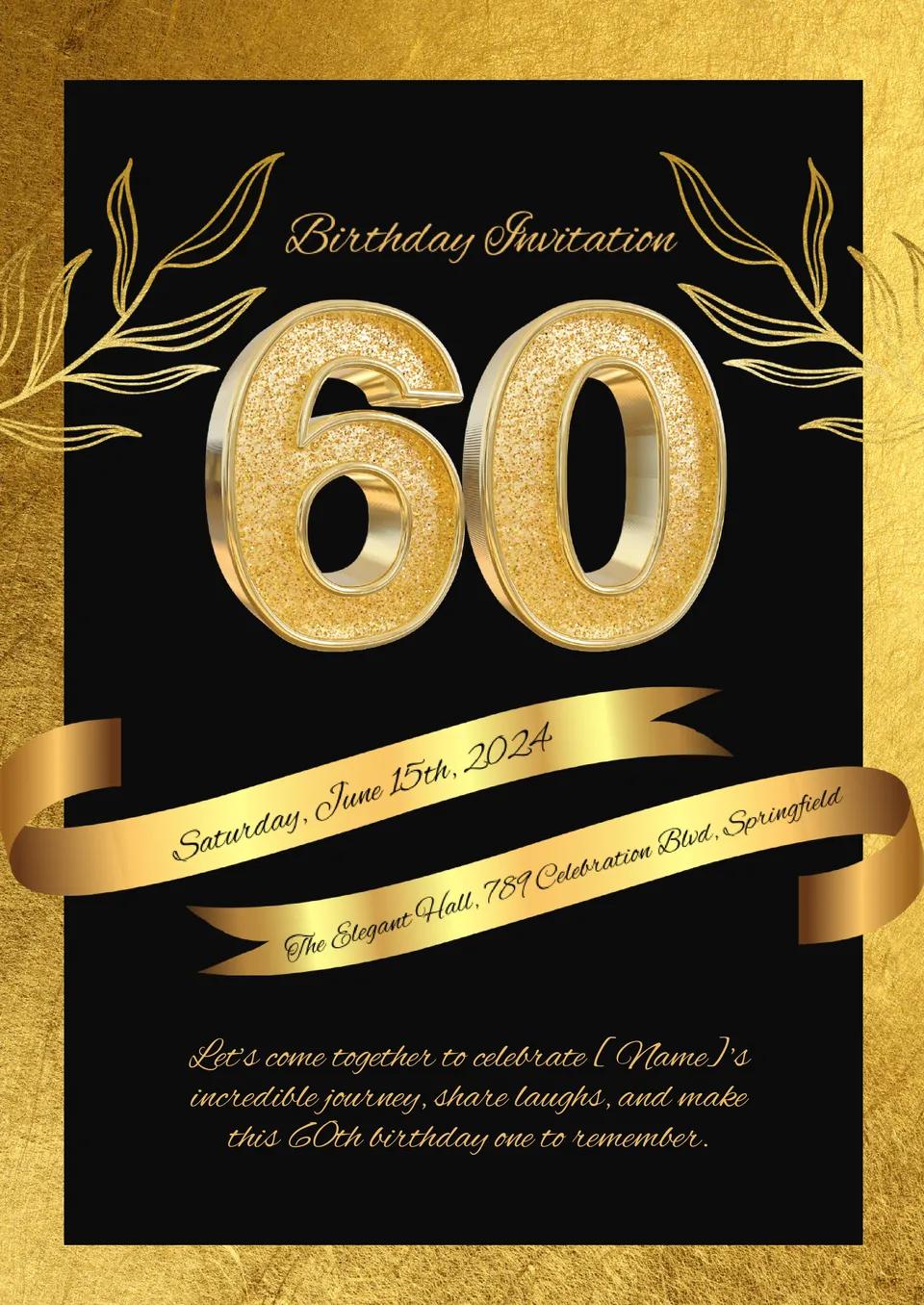 60th Birthday Invitation Template