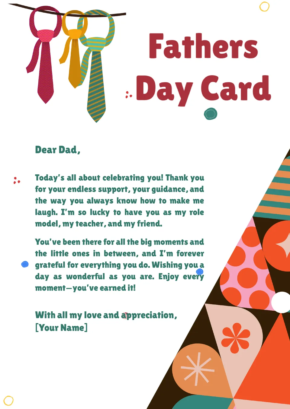 Fathers Day Card Template
