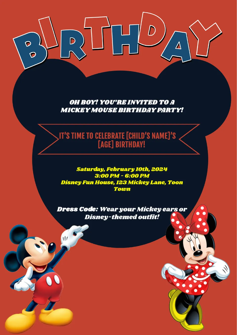 Mickey Birthday Invitation Template