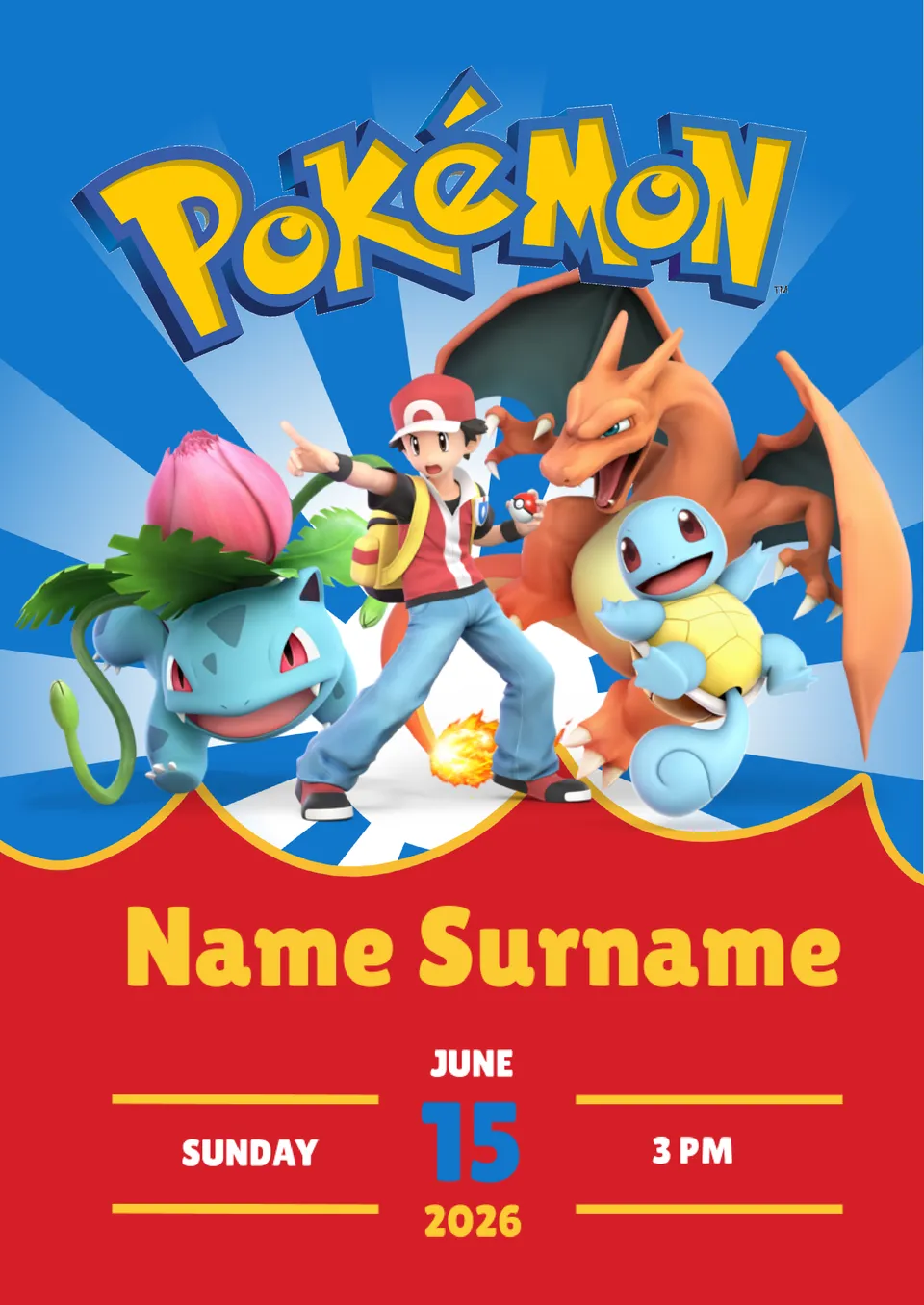 Pokemon Birthday Invitation Template