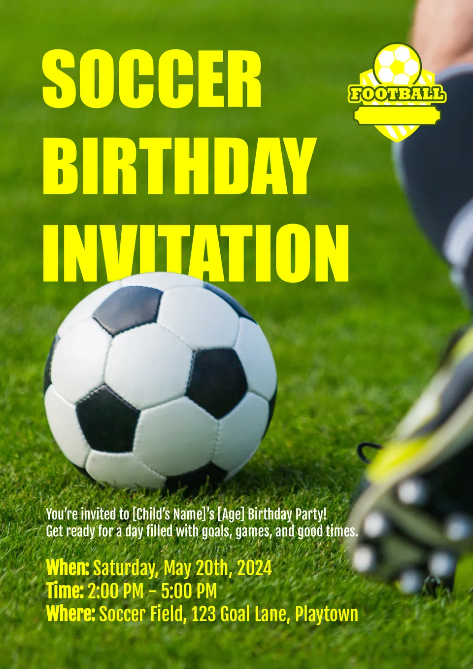 Soccer Birthday Invitation Template