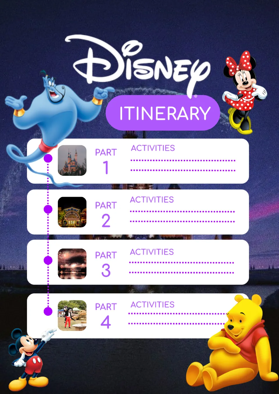 Disney Travel Itinerary Template