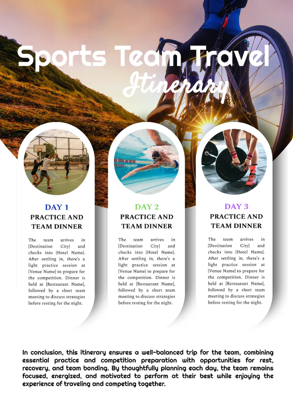 Sports Team Travel Itinerary Template