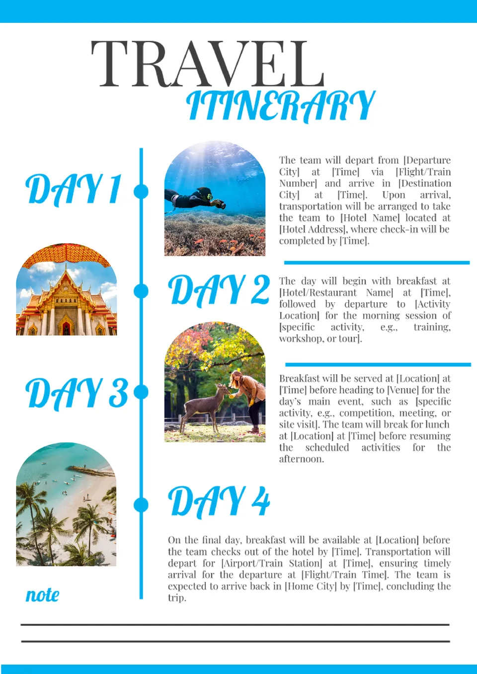 Team Travel Itinerary Template