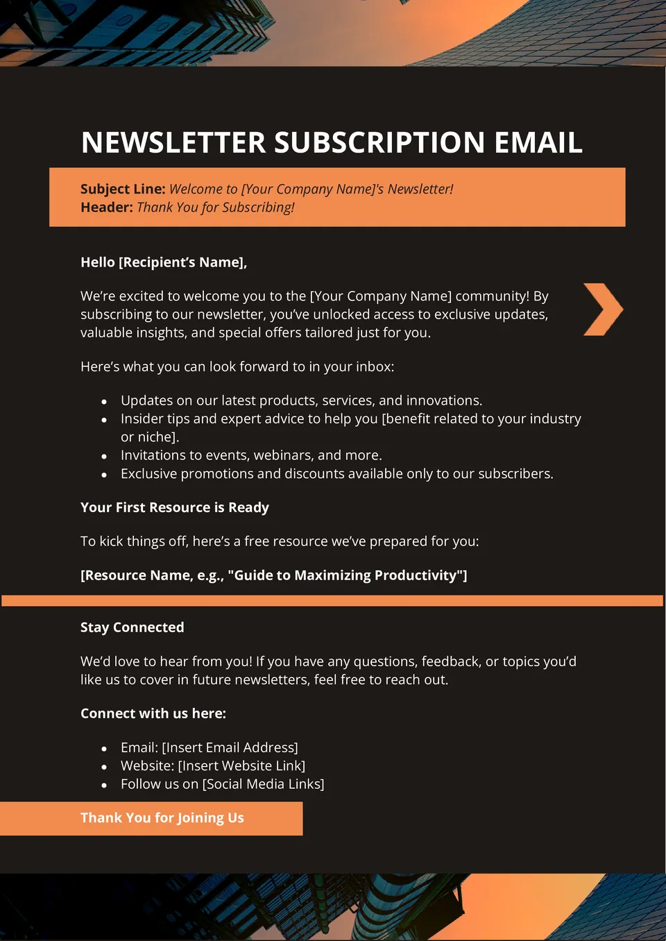 Newsletter Subscription Email Template