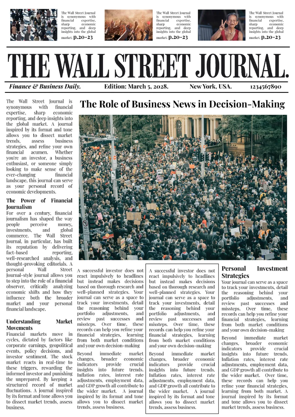 Wall Street Journal Template