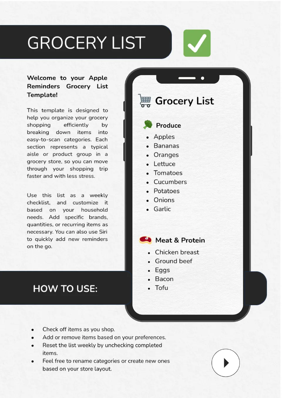 Apple Reminders Grocery List Template